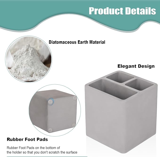 Diatomite Toothbrush Holders Tooth Brush Organizer - Dark Gray - Image 4
