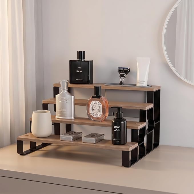 4 Tier Cologne Organizer for Men, Perfume Stand with Toiletry Caddy - Image 2
