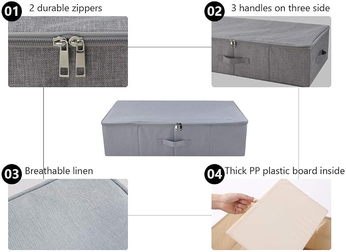 Folding Under the Bed Storage Bin with Lids, Under Bed Storage Containers - Image 3