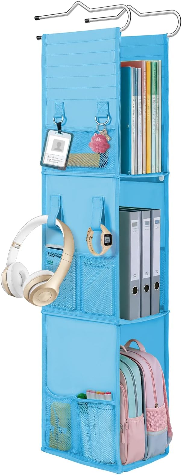 LOVEGRASS 3 Shelf Locker Organizer, Locker Shelf with Side Pockets, Blue by LOVEGRASS