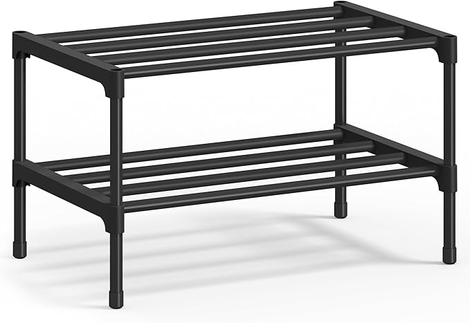 SONGMICS Shoe Rack, 2-Tier Stackable Metal Shoe Organizer, 17.7" Wide by Unknown