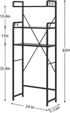 Huhote Over-The-Toilet Storage Rack with 3-Tier Shelves, Space Saver Toilet Shelf, Bathroom Storage Organizer with Hooks for Over-Toilet Storage (Black) - Image 2