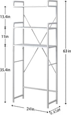 Huhote Over The Toilet Storage Rack with 3-Tier Bathroom Shelves, Space Saver Toilet Shelf, Bathroom Storage Organizer with Hooks for Over Toilet Storage and Bathroom Shelf (White Faux Marble) - Image 2