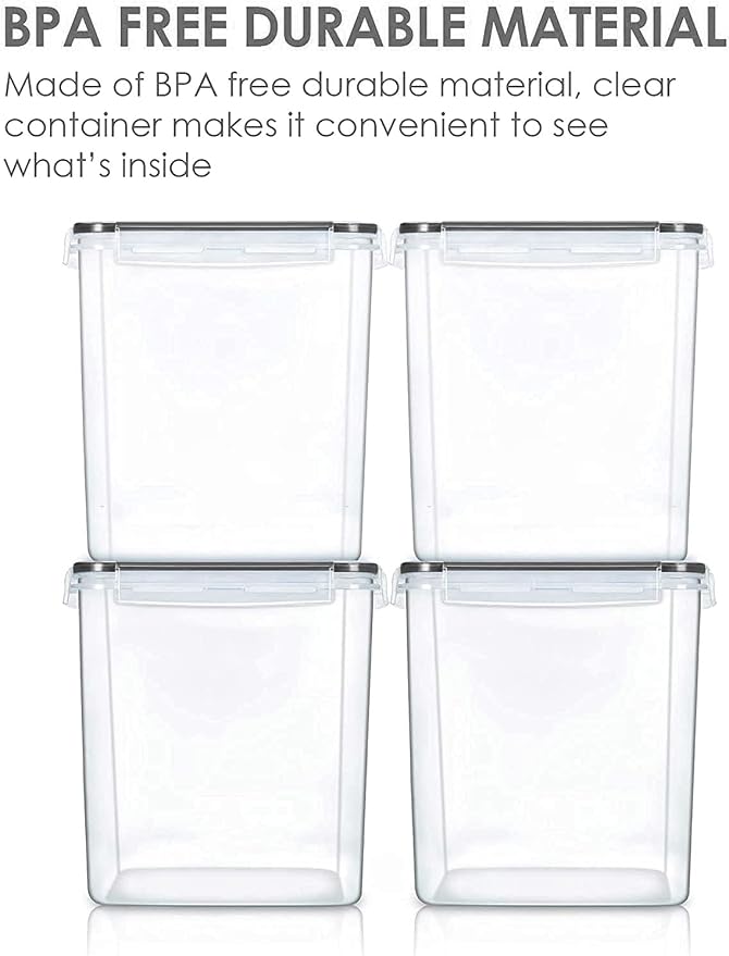 Vtopmart 2.5 L Flour Sugar Storage Containers, 4 PCS, Black - Image 5
