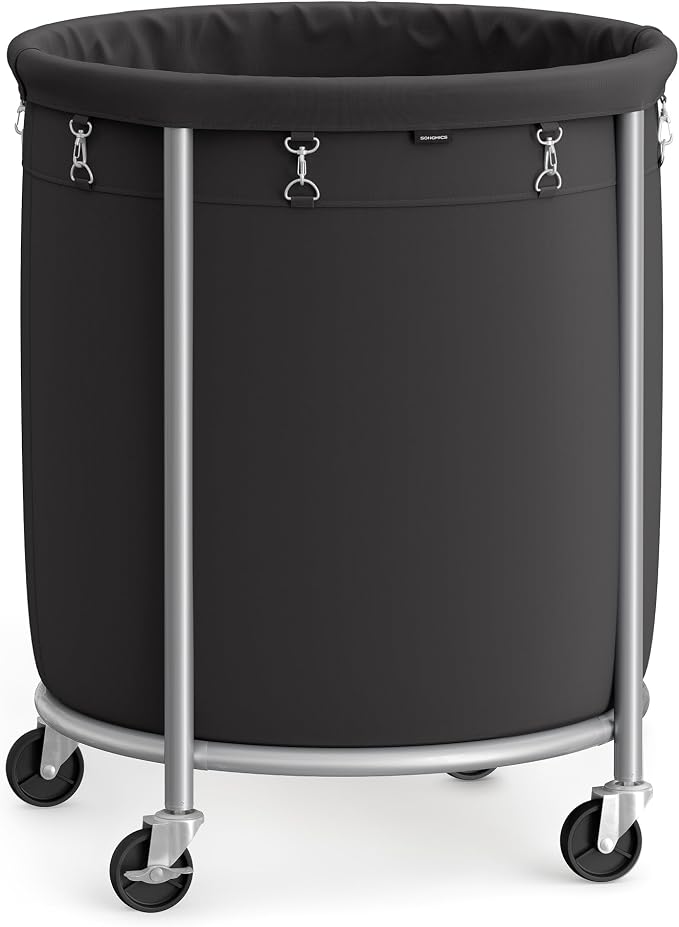 SONGMICS Laundry Basket with Wheels,190L, Steel Frame, Removable Bag by Unknown