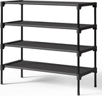Kitsure Shoe Rack - Non-Woven Shoe Rack Shelf, Shoe Organizer for Closet, Entryway, Garage & Corridor, Stackable Shoe Shelves, X-Large, Black | Shoe Organizer for Closet, Entryway, Garage, Stackable Shoe Shelves, college dorm&apartment essentials by Kitsure