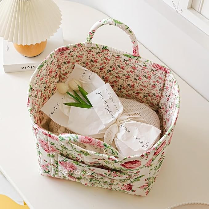 Fabric Storage Basket 2 Pack,Large and Mini Boho Laundry Nursery Hamper Portable Folding Organizer for Car Bedroom - Image 2