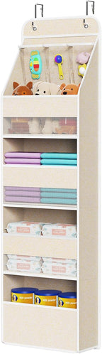 Univivi Over the Door Organizer for Baby Nursery, Beige Pattern, 5-Shelf by Univivi