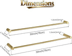 Towel Racks for Bathroom, NEWRAIN 30 inch Double Bath Towel Bar Wall Mounted, Stainless Steel Kitchen Towel Holder, Brushed Gold Towel Rod Towel Rail Hange - Image 3