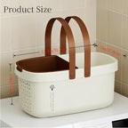 Pulseplay Portable Plastic Shower Caddy Basket with Handle Cream - Image 5