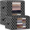Storage Bags 100L 3Pack Clothes Organization and Storage Containers | Large Blanketfor Bedding, Comforters, Foldable Organizer with Reinforced Handle, Clear Window, Sturdy Zippers, Black by WiseLife