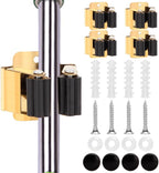 4pcs Anti-Slip Broom and Mop Holder,Wall Mounted Utility Rack with Screws,Stainless Steel Heavy Duty Mop and Broom Hanger,Space-Saving for Kitchen,Home,Bathroom,Garden,Garage Storage.Gold by blueden