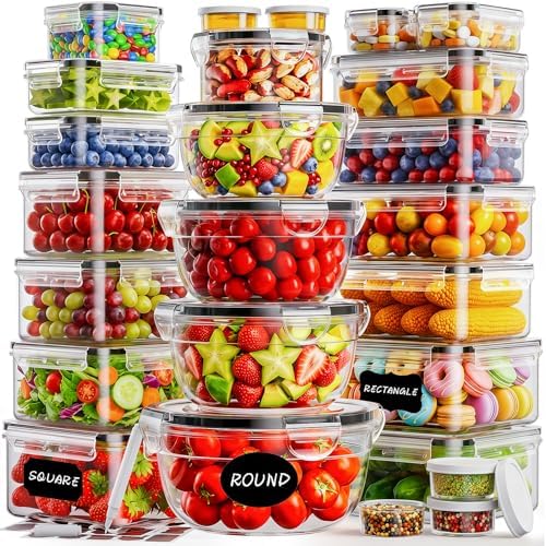 50 PCS Food Storage Containers with Lids BPA-Free (25 Containers & 25 Lids) by TOPCHASE
