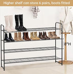 KEETDY 4-Tier Long Shoe Rack for Closet Metal Shoe Organizer for Entryway, Wide Stackable Shoe Storage Shelf with Sturdy Wire Grid for Closet Floor, Bedroom, Black - Image 5