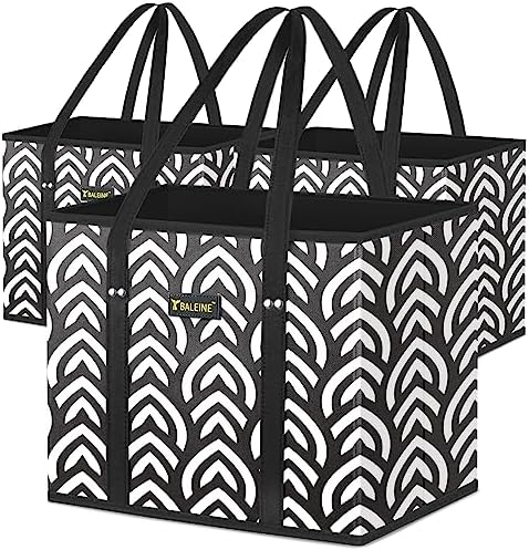 BALEINE 3PK Reusable Grocery Bags, Heavy Duty Shopping Tote Bag by BALEINE