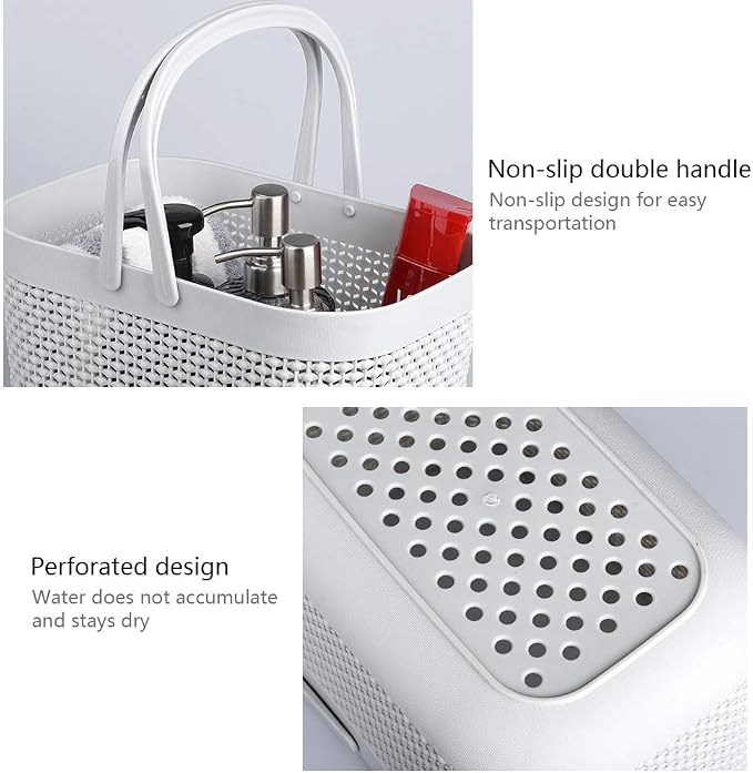UUJOLY Plastic Portable Shower Caddy Basket, Storage Organizer, Grey, 3Pack - Image 6