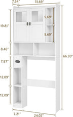 Vabches Over The Toilet Storage Cabinet with Doors and Shelves, White - Image 2