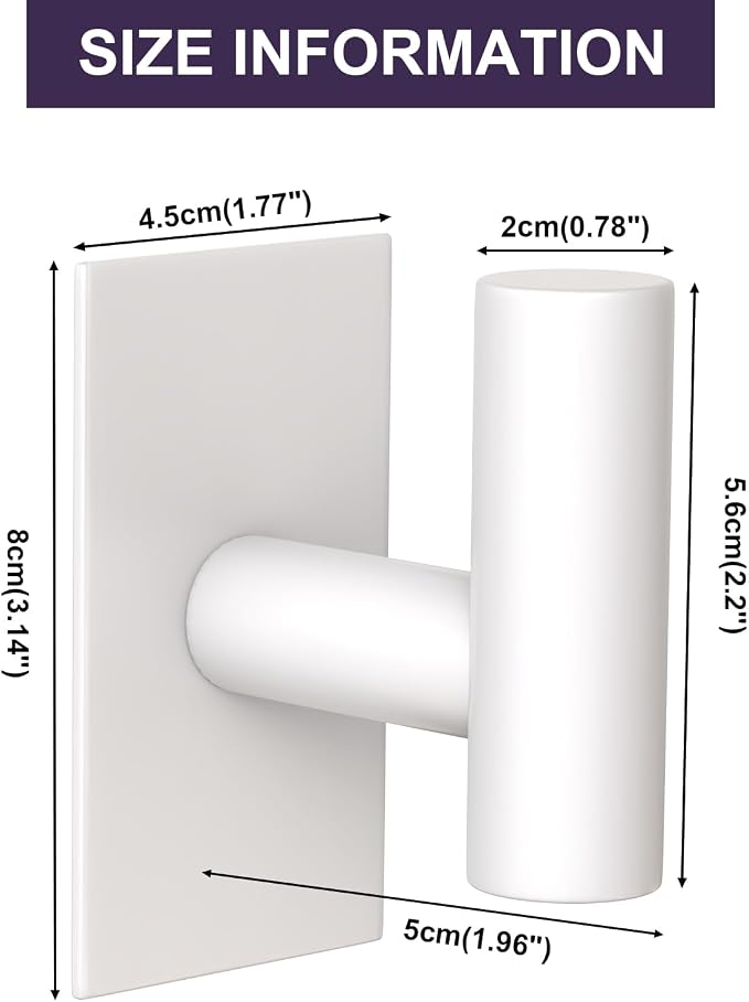 VAEHOLD Wall Towel Hooks, Heavy Duty Sticky Holder Waterproof Towel Hooks for Hanging Coat, Clothes, Closet Hook Wall Mount for Kitchen (White, 6 Pack) - Image 4