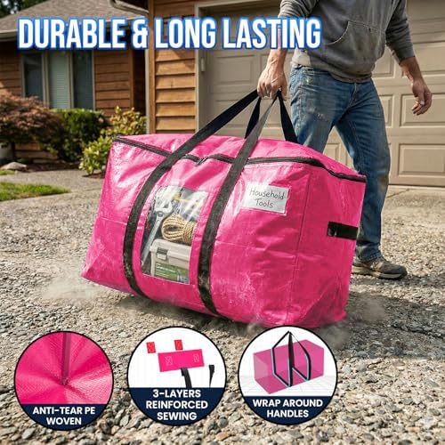 TAILI 4 Pack Pink Extra Large Moving Bags,Storage Bags with Visible Window - Image 3