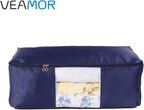 Blanket Storage Bags Pillow Bedspread Bedding Clothes Organizer Storage Containers With Zippers Breathable and Moistureproof. (Navy blue 2pcs, L) - Image 2