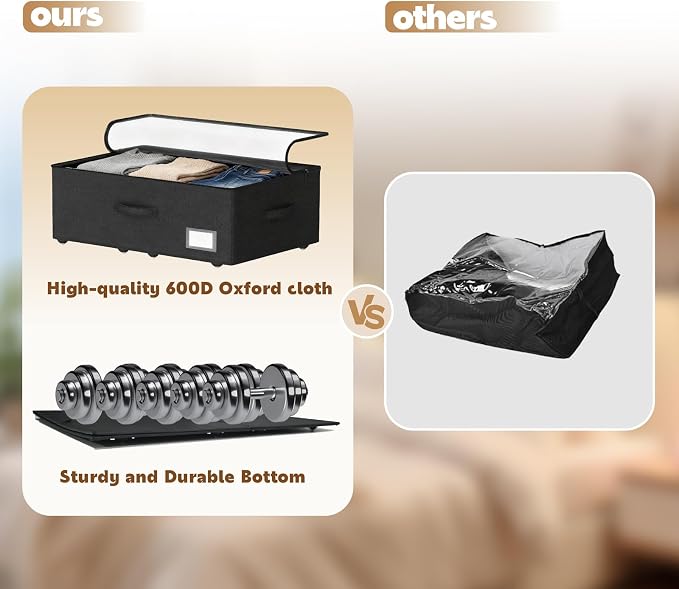 Under Bed Storage with Wheels, 2-Pack Under Bed Storage Containers, No Assemble Required 10 inches Height, Rolling underbed storage Drawers, Underbed Storage Bins for Shoes, Clothes, Blankets, Toys - Image 6