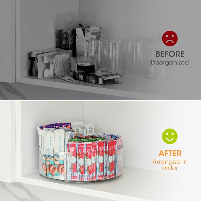 AIEVE Extra Large Drink Packet Organizer, 360° Lazy Susan Rotating Turntable for Larger Powder Drink Mix, Hydration Packets Acrylic Pantry Organizers for Kitchen Storage Organization - Image 4