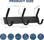 VAEHOLD 2PACK Coat Hooks Wall Hook for Hanging Clothes Robes Towels Hats Heavy Duty Coat Hanger Coat Rack Wall Mount with 3 Hooks - Black - Image 2