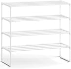SONGMICS Shoe Rack, 4-Tier Shoe Organizer, Metal Storage Shelf | for Entryway, Upright or Upside Down, for 20-25 Pairs, Stackable, 11.8 x 36.2 x 29.1 Inches, Pearl White ULSA014WK01 by Unknown