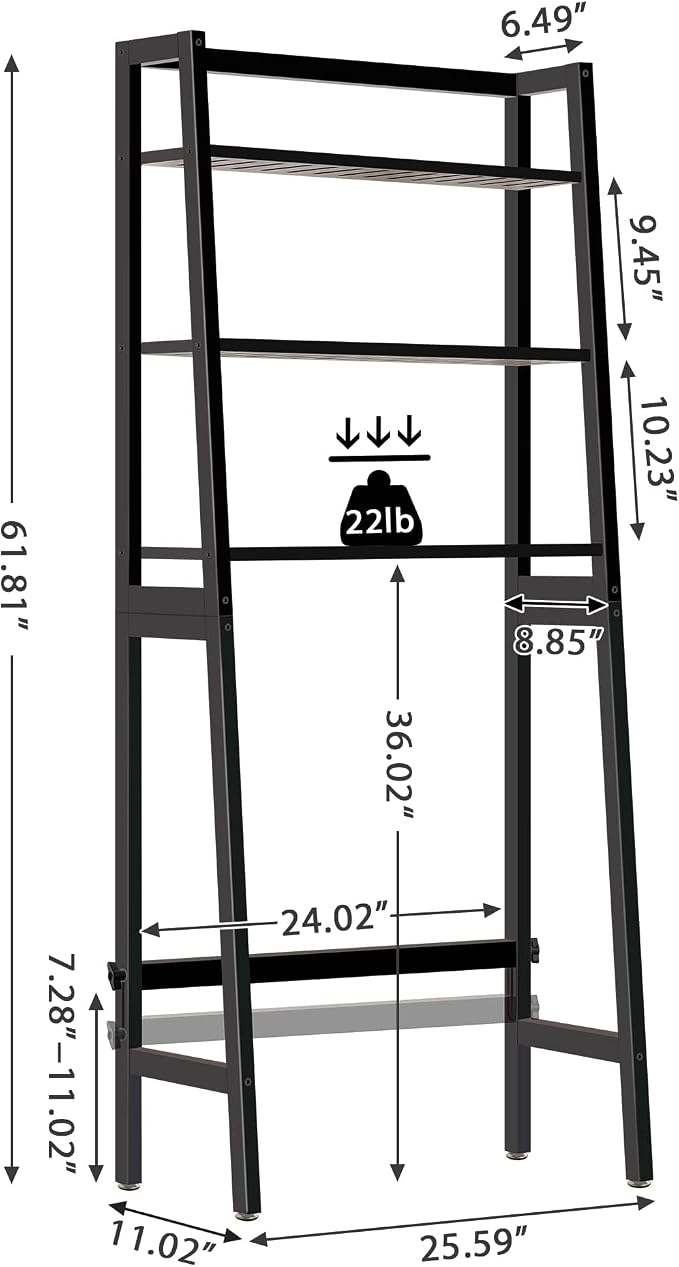 MallKing Over-The-Toilet Storage Rack, Wooden 3-Tier Over-The-Toilet Storage Rack Bathroom Space Saver Organizer, Freestanding Above Toilet with Toilet Paper Holder and Hooks (Black) - Image 2
