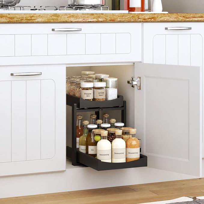 MHXW SXPN Bamboo Under Sink Organizer, 2 Pack Pull Out Cabinet Organizer - Image 2