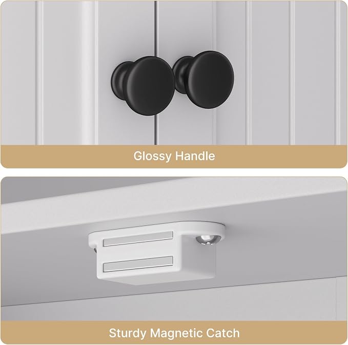 Ahomly Over The Toilet Storage Cabinet, with Five Doors, White - Image 5