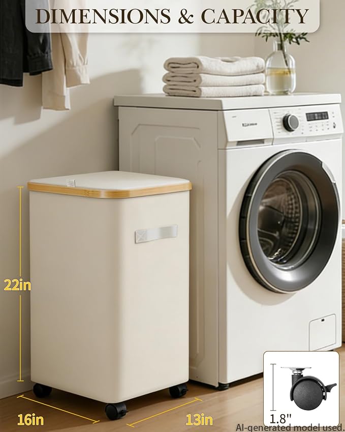 Laundry Hamper with Wheels, 75L Rolling Laundry Basket, Removable Inner Bag - Image 2