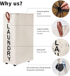70L Large Rolling Laundry Hamper - Tall Narrow Basket With Wheels, Slim Clothes Bin, 27.5" Beige - Image 4