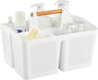 ALINK Portable Shower Caddy Basket with Compartments, Plastic Divided Cleaning Caddy Organizer Storage Tote with Handle for Bathroom, College, Dorm Room Essentials, White by ALINK