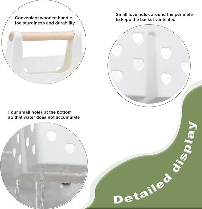 Portable Shower Caddy Plastic Shower Basket Organizer with Handle, White - Image 4
