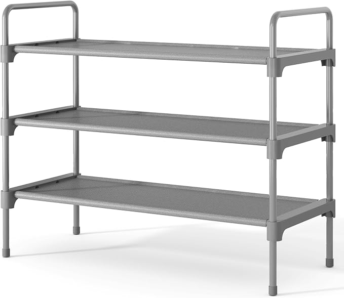 Kitsure Shoe Rack for Closet, Shoe Storage, 27.6" Wide - 3 Tiers, Grey | Shoe Organizer for Closet, Entryway, Living Room, Space-Saving Shoe Shelf, Sturdy Zapateras Organizer by Kitsure