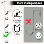 Kaiferty Over The Door Hooks, Metal Door Hooks for Hanging, Over The Door Purse Organizer for Door Coat Hanger, Back of Shower for Hanging Towel Rack Clothes, Hat, Bathroom, Closet (Silver-4Packs) - Image 2