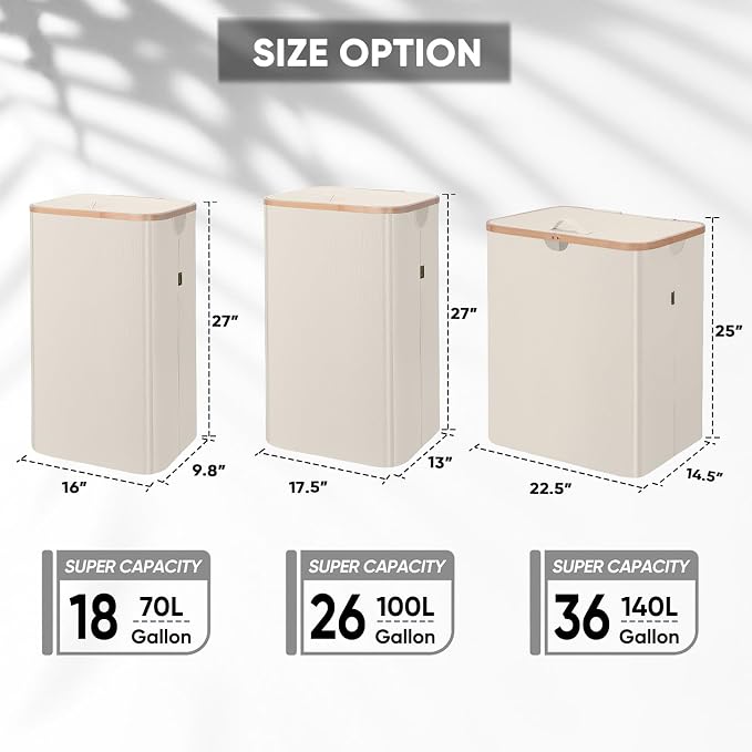 BALEINE 70L Laundry Hamper with Lid, Large Laundry Basket Bin - Image 4