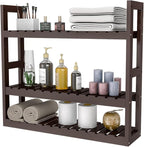 Domax Bamboo Bathroom Shelf 3-Tier Wall Mount Storage Rack Multifunctional Adjustable Layer Free Standing Over Toilet Utility Shelves Living Room Kitchen (Brown) by Domax