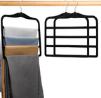 2-Pack Velvet Pants Hangers - Space Saving Multi-Layer Non-Slip Closet Organizers for Jeans, Trousers & Scarves - Ideal Dorm Room Storage Solution for Small Spaces - Image 9