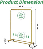 Simple Trending Standard Clothes Clothing Garment Rack with Storage Shelves, Rolling Clothes Organizer on Wheels for Hanging Clothes, Gold (Pack of 2) - Image 7