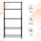 Amazon Basics 5-Shelf Adjustable Heavy Duty Steel Wire Storage Shelves for Garage, Kitchen, Easy Assembly, 36" x 14" x 72", Black - Image 4