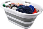 SAMMART 40L (10.5 gallons) Collapsible Plastic Laundry Washing Tub - Foldable Pop Up Laundry Basket/Hamper - Portable Washing Tub - Pop Up Saving (White/Grey) - Image 5