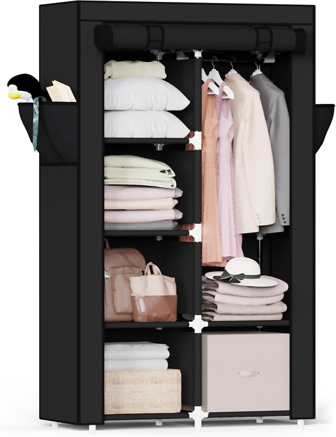 Mavivegue Portable Closet,Wardrobe Closet,Wardrobe,Portable Closets for Hanging Clothes,for Bedroom and Living Room, Black by Mavivegue