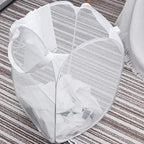 Larpur Pop Up Laundry Basket, Collapsible White Mesh Clothes Hamper Storage - Image 4