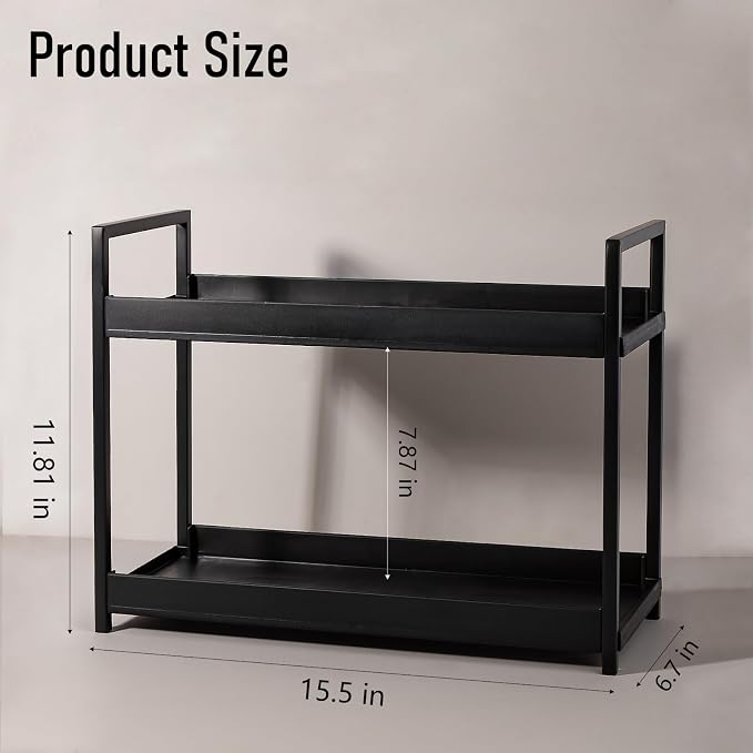 Bathroom Counter Organizer Vanity Storage Countertop Shelf, Large Black - Image 7