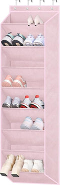 SLEEPING LAMB Over The Door Shoe Organizer for Closet with Large Deep Pockets, Narrow Shoe Rack for Door Hanging Boots Storage, Pink by SLEEPINGLAMB
