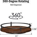 Lazy Susan Organizer：11 Inch Black Wooden Turntable Holder for Pantry&Dinning Table Rotating Round Spice Rack for Dresser Makeup, Counertop, Home&Kitchen - Image 3