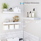 QEEIG Bathroom Shelves Over Toilet - Wall Mounted Floating Shelves Toilet Paper Storage Small Farmhouse Decor Shelf 16 inch Set of 3, White (019-W3) - Image 3