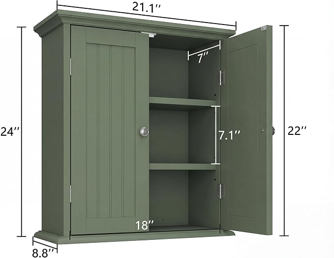 ChooChoo Bathroom Wall Cabinet with 2 Doors, Over The Toilet - Image 3